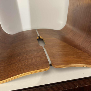 Pair of stools / side tables, rosewood aluminum, curved mutlipex wood, Scandinavian design ca 1970