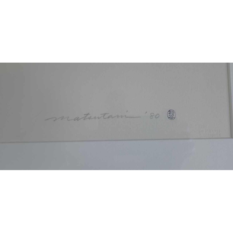 Takesada Matsutani “Platonische aarde” abstracte ets op papier, 1980