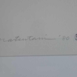 Takesada Matsutani “Platonische aarde” abstracte ets op papier, 1980