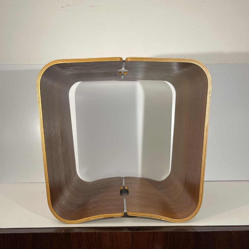 Pair of stools / side tables, rosewood aluminum, curved mutlipex wood, Scandinavian design ca 1970