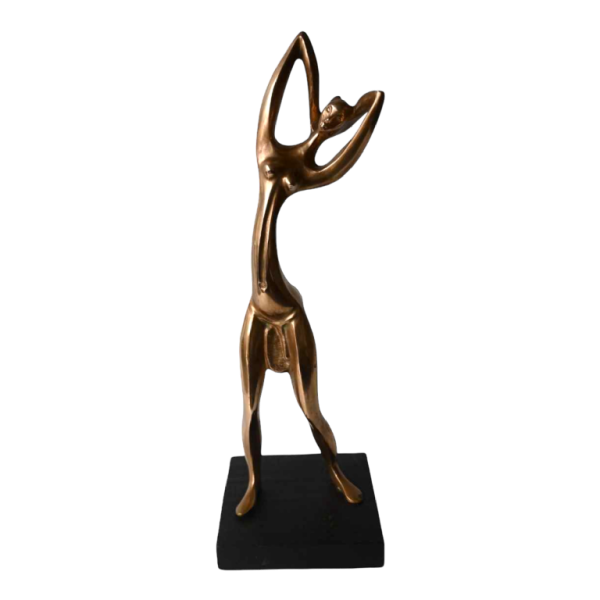 Statue africaniste en laiton poli, style Karl Hagenauer, ca 1950