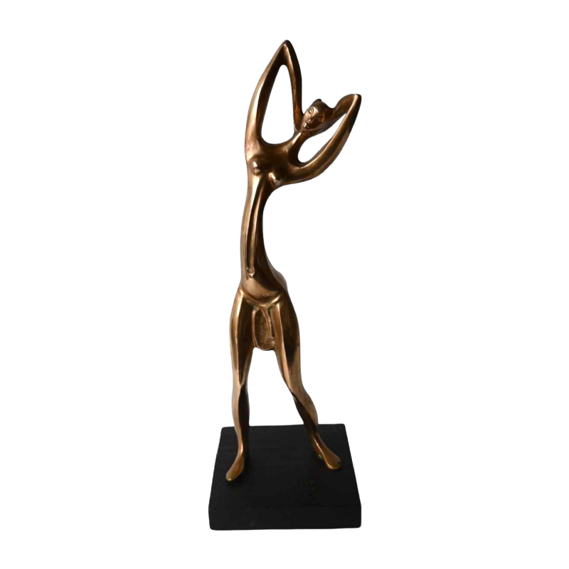 Statue africaniste en laiton poli, style Karl Hagenauer, ca 1950