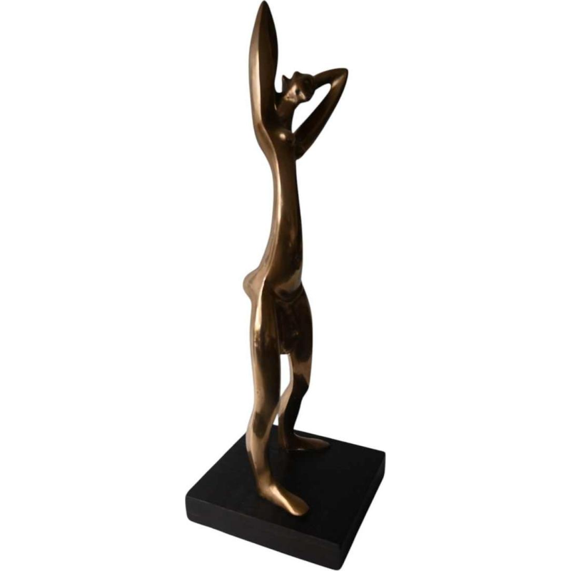 Statue africaniste en laiton poli, style Karl Hagenauer, ca 1950