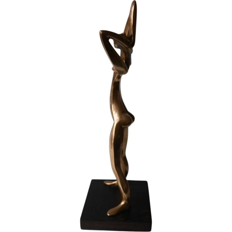 Statue africaniste en laiton poli, style Karl Hagenauer, ca 1950