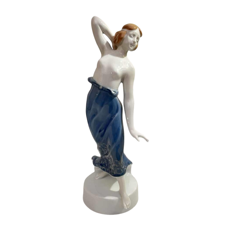 BERTHOLD BOEHS voor ROSENTHAL 'Ionische Danseres' Art Nouveau sculptuur 1913, geëmailleerd porselein, vrouwenbeeldje K201