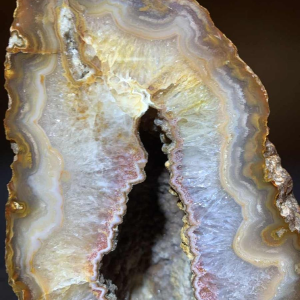 WILLY DARO, Large Agate Geode Stone Table Lamp, Bronze Brass Hollywood Regency