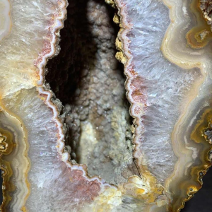 WILLY DARO, Grande Lampe Agate Géode, Pied en Bronze, Hollywood Regency 1970s