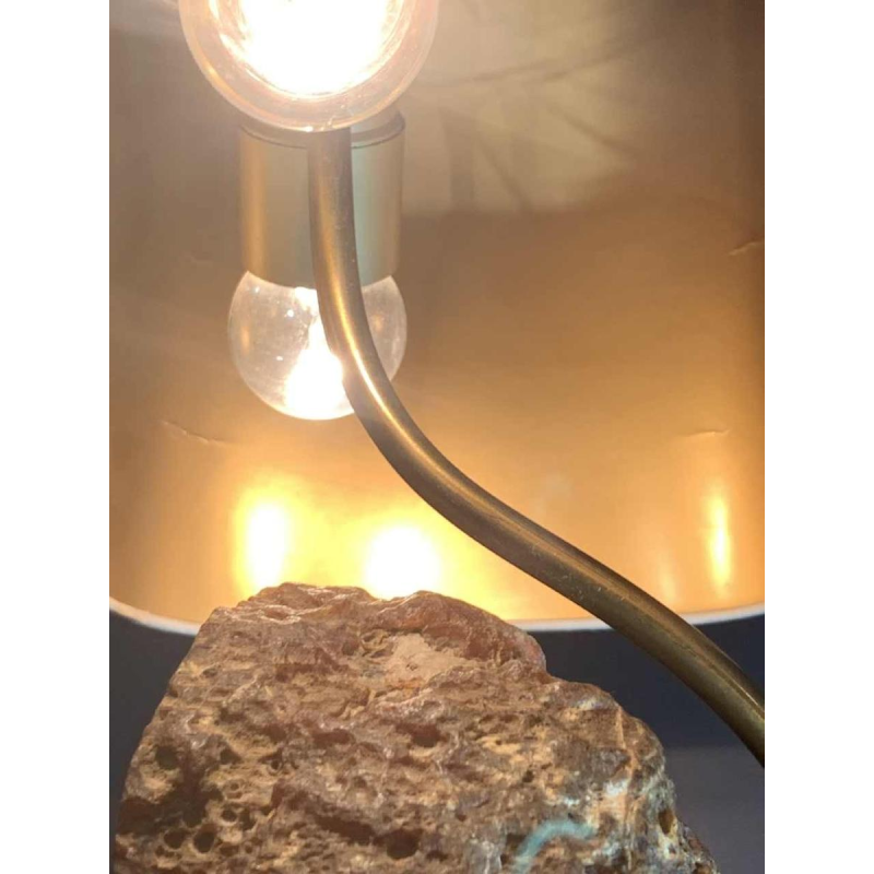 WILLY DARO, Grande Lampe Agate Géode, Pied en Bronze, Hollywood Regency 1970s