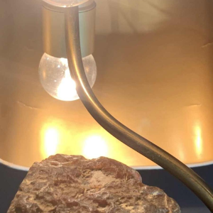 WILLY DARO, Grande Lampe Agate Géode, Pied en Bronze, Hollywood Regency 1970s