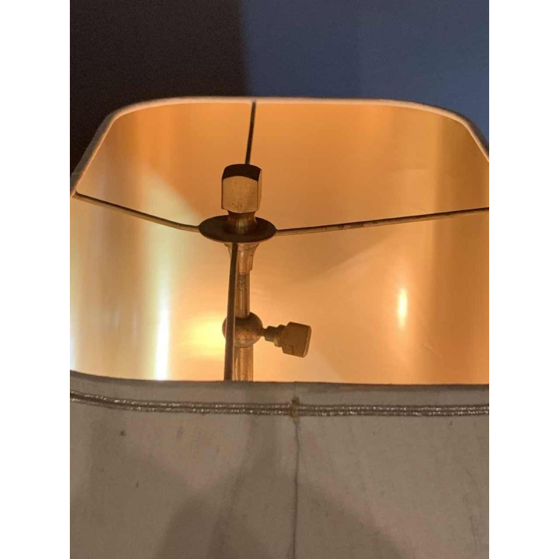 WILLY DARO, Large Agate Geode Stone Table Lamp, Bronze Brass Hollywood Regency