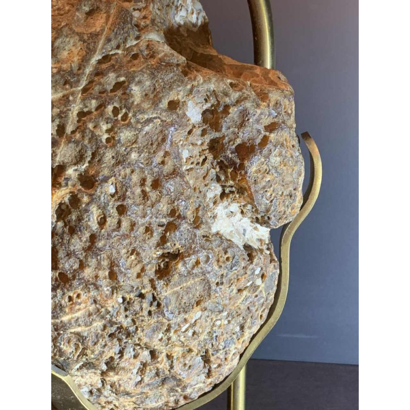 WILLY DARO, Large Agate Geode Stone Table Lamp, Bronze Brass Hollywood Regency