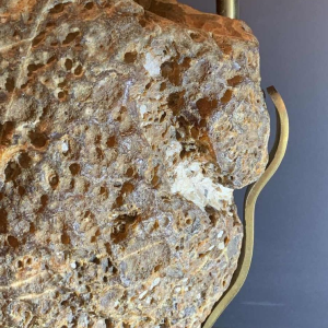 WILLY DARO, Grande Lampe Agate Géode, Pied en Bronze, Hollywood Regency 1970s