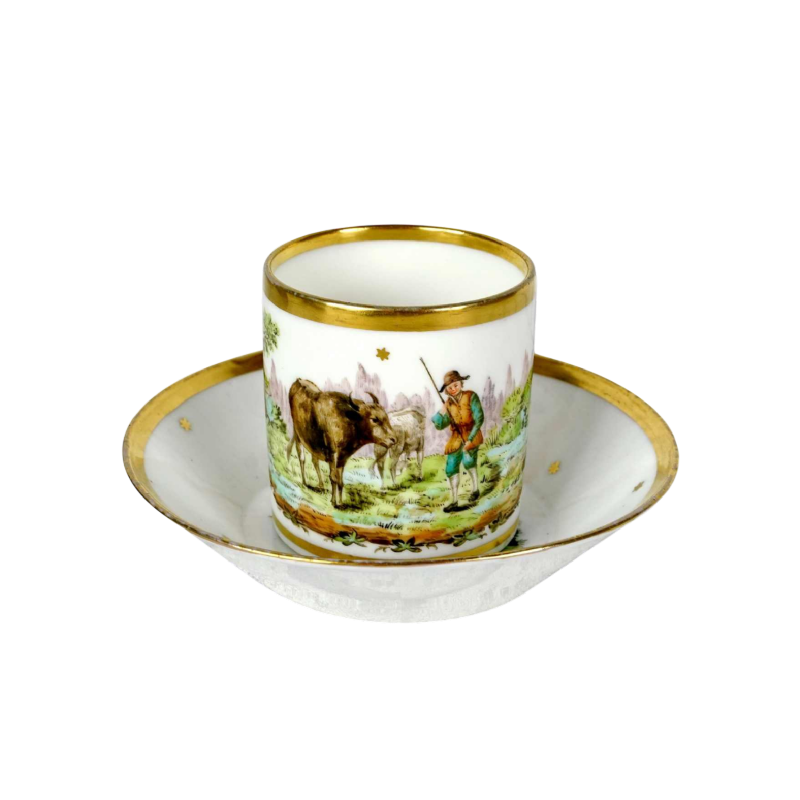 Porcelaine de Paris - Manufacture de Nast, kop en schotel, 18e eeuw