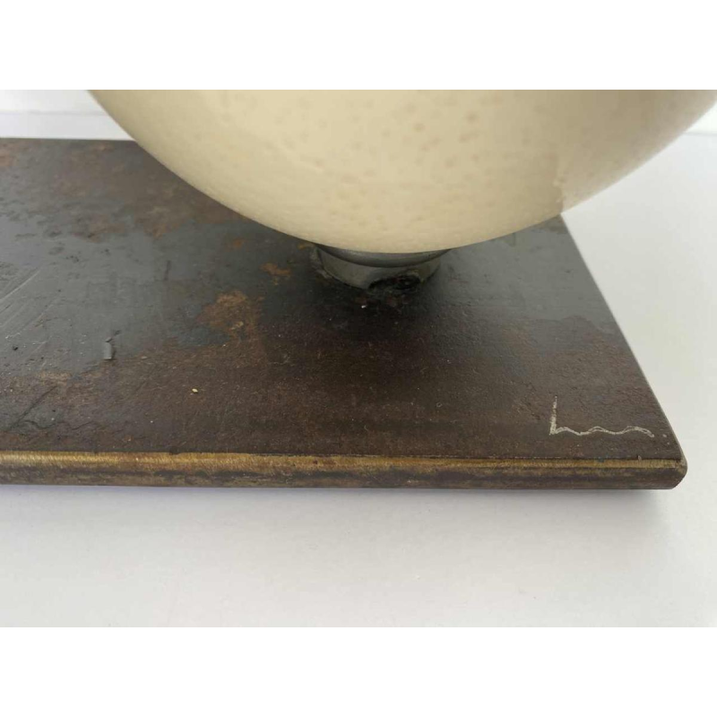 P. Larivière ‘Ne fais le clown, c'est notre souper’, metal sculpture and ostrich egg, 2010