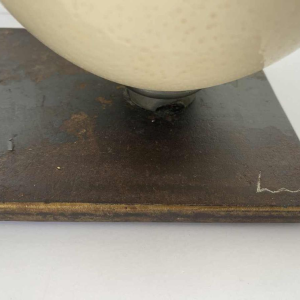 P. Larivière ‘Ne fais le clown, c'est notre souper’, metal sculpture and ostrich egg, 2010