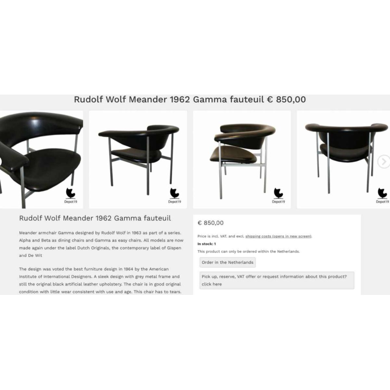 RUDOLF WOLF voor Gaasbeck en Van Tiel (Nederland), Meander GAMMA fauteuil, 1963