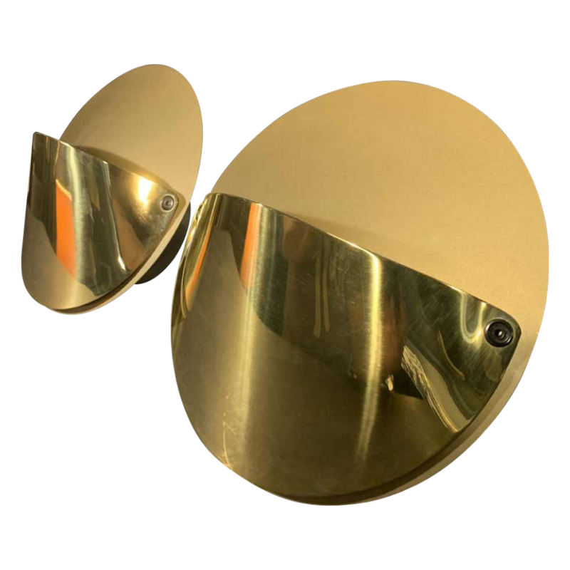 ACHILLE CASTIGLIONI pour FLOS " Giovi ", Paire d'appliques Laiton doré, 1982