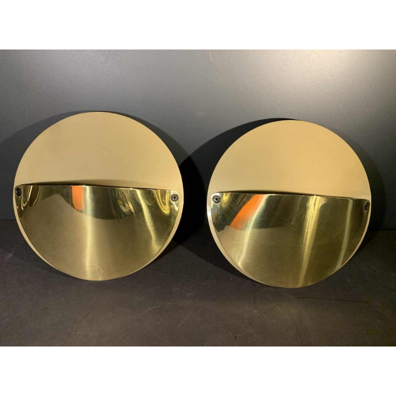 ACHILLE CASTIGLIONI for FLOS "Giovi", Pair gilded brass wall lights sconces 1982