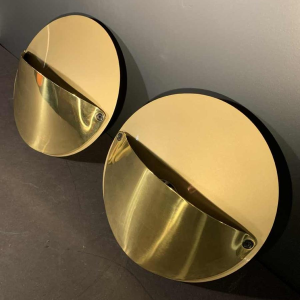 ACHILLE CASTIGLIONI pour FLOS " Giovi ", Paire d'appliques Laiton doré, 1982