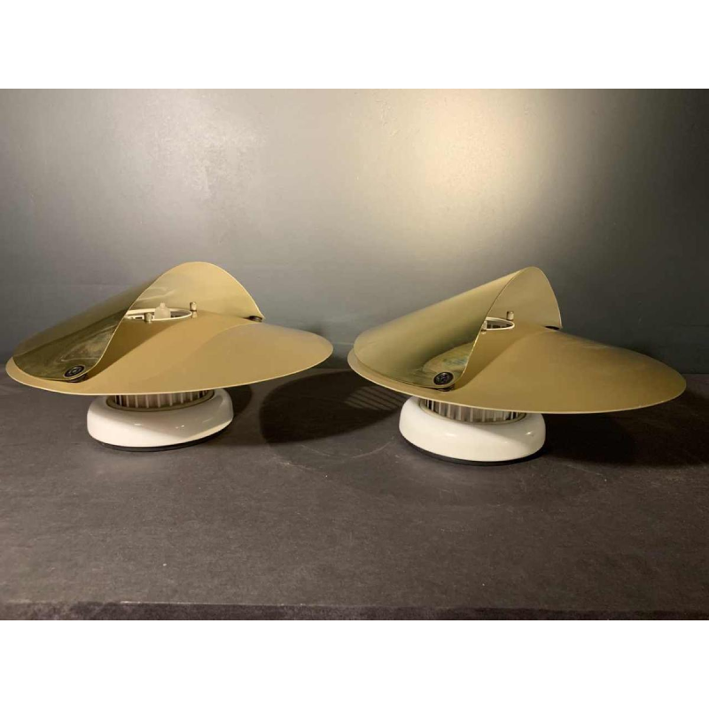 ACHILLE CASTIGLIONI pour FLOS " Giovi ", Paire d'appliques Laiton doré, 1982