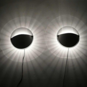 ACHILLE CASTIGLIONI pour FLOS " Giovi ", Paire d'appliques Laiton doré, 1982