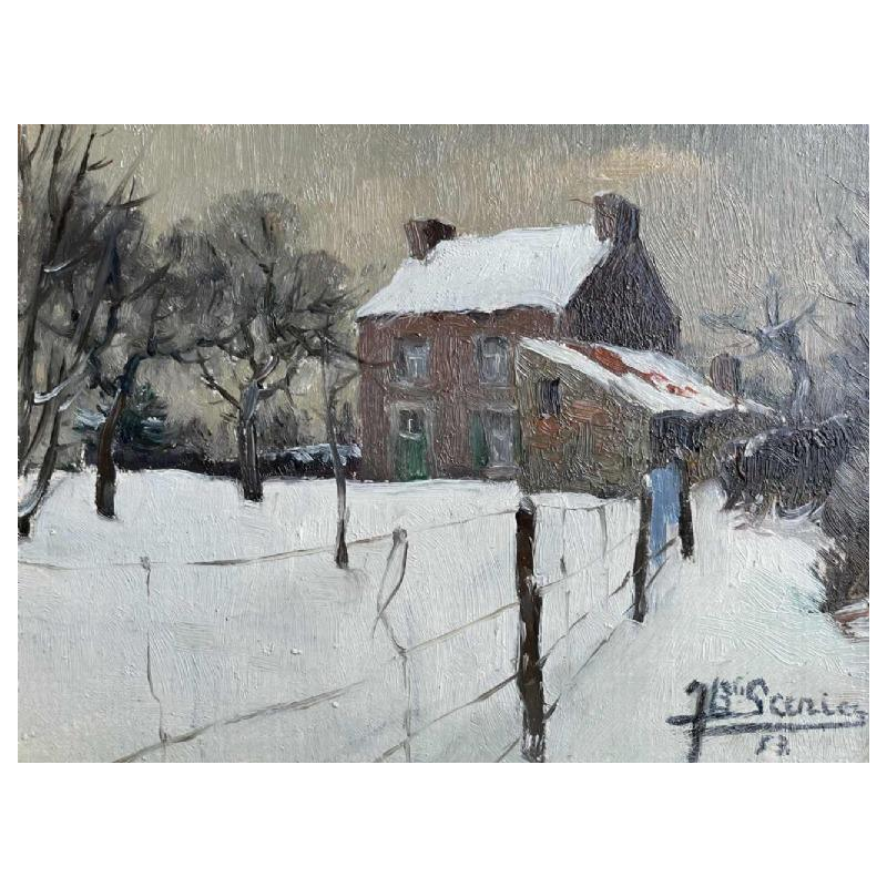 Jean-Baptiste SCORIEL « paysage hivernal » 1953 17x19 cm