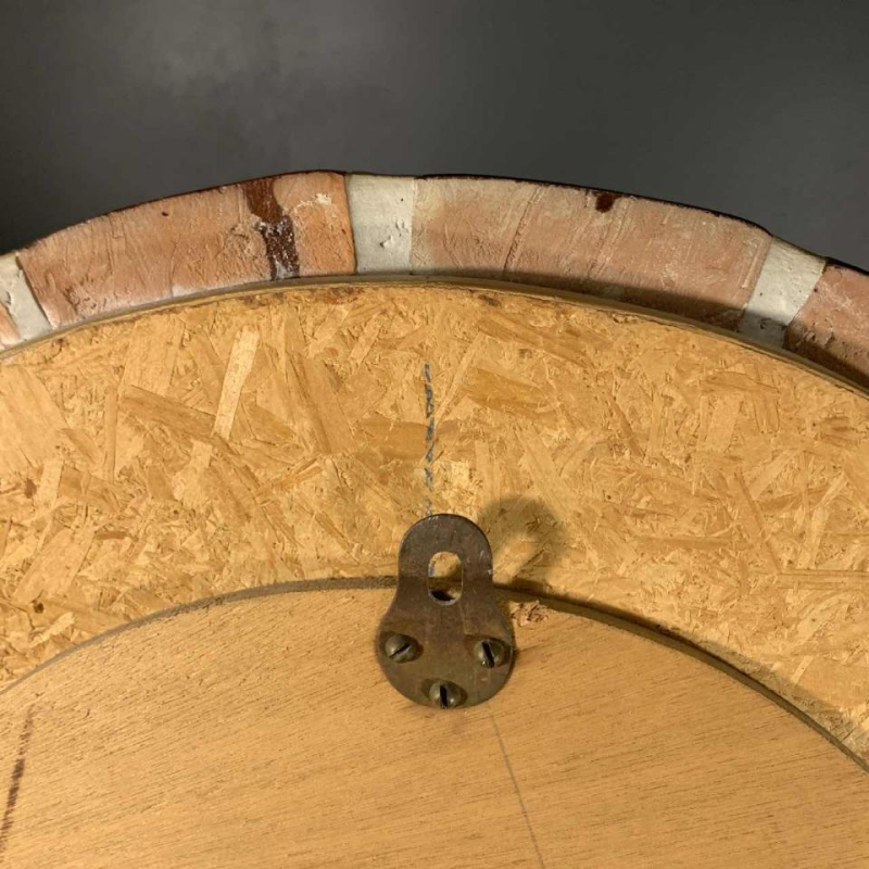 ROGER CAPRON à VALLAURIS, miroir en carreaux de céramique, décor feuilles, 1970