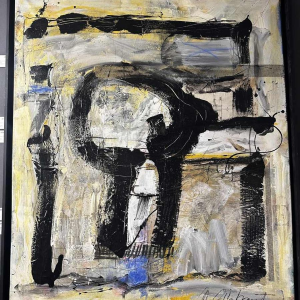 Nicole Callebaut 'Porte N°1' abstract schilderij, gemengde techniek, 1993