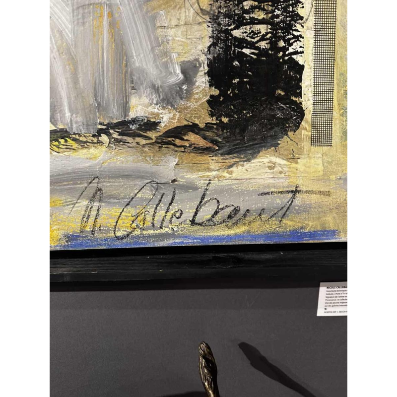 Nicole Callebaut 'Porte N°1' tableau abstrait, technique mixte, 1993