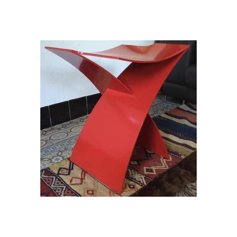 Pierre Jacob “Silence“ stool in red lacquered metal and steel, 21st century