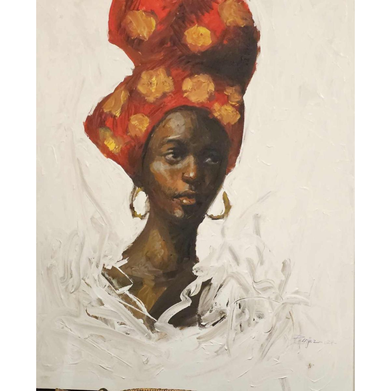 Benjamin NIYOMUGABO 'Elégance' sur toile, châssis en aluminium, 2024