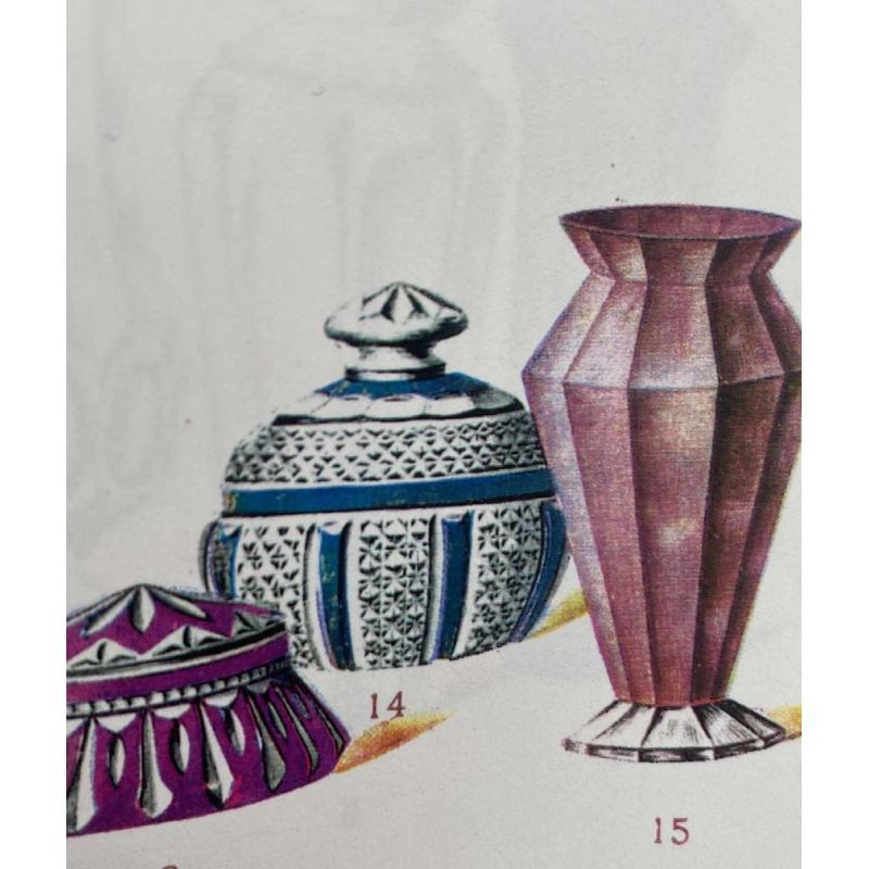 Val-Saint-Lambert, crystal candy dish with clear cut and red lining, ca 1925