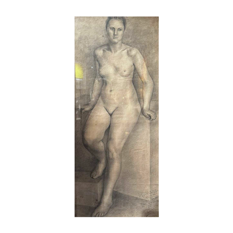 Dessin anonyme, mine de plomb, nu féminin, 20e siècle
