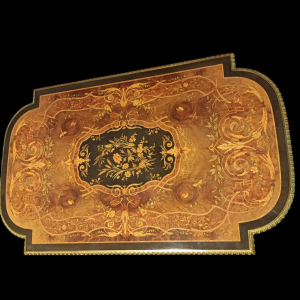 Napoleon III middle table, marquetry, veneer, bronze, 19th c