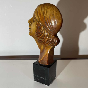 ANTONIO BANCHELLI 'Profile of garçonne woman' Art Deco terracotta sculpture, ca 1925