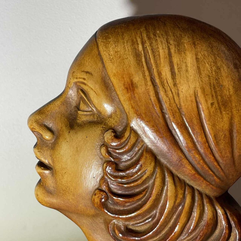 ANTONIO BANCHELLI 'Profile of garçonne woman' Art Deco terracotta sculpture, ca 1925