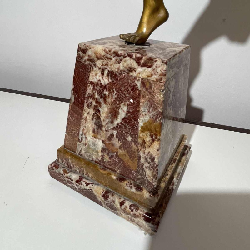 LEONILDO GIANNONI 'Danseuse nue aux disques' sculpture Art Déco en bronze polychrome, ca 1930