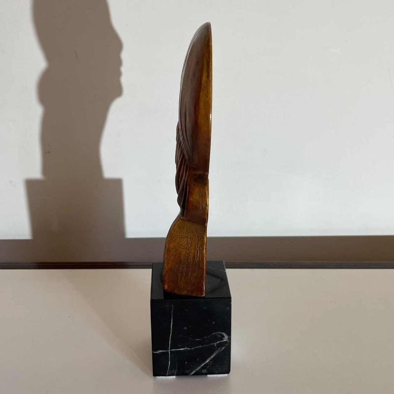 ANTONIO BANCHELLI 'Profiel van garçonne vrouw' Art Deco terracotta sculptuur, ca 1925