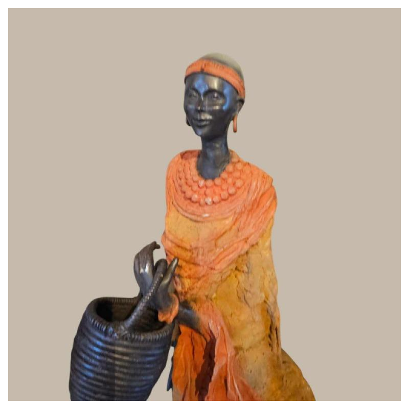Adama Gandema Masai Woman lost wax bronze sculpture 120cm, 21st century