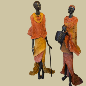 Adama Gandema Masai Woman lost wax bronze sculpture 120cm, 21st century