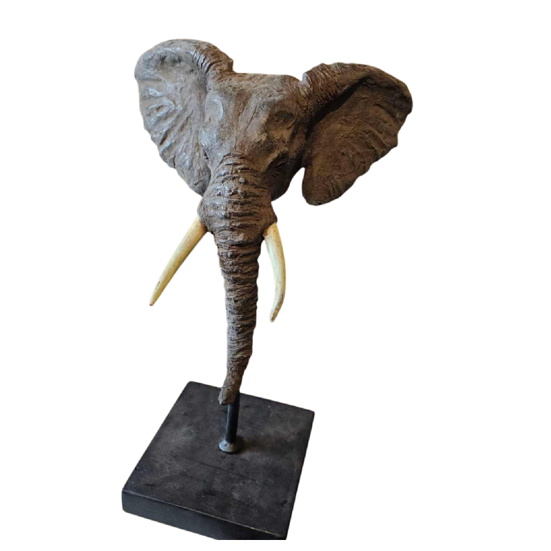 Adama Gandema, bronze cire perdue, tête d'éléphant