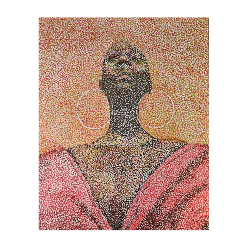 Daniel MURISA 'Zonnevrouw' schilderij olieverf op metaal, 2024