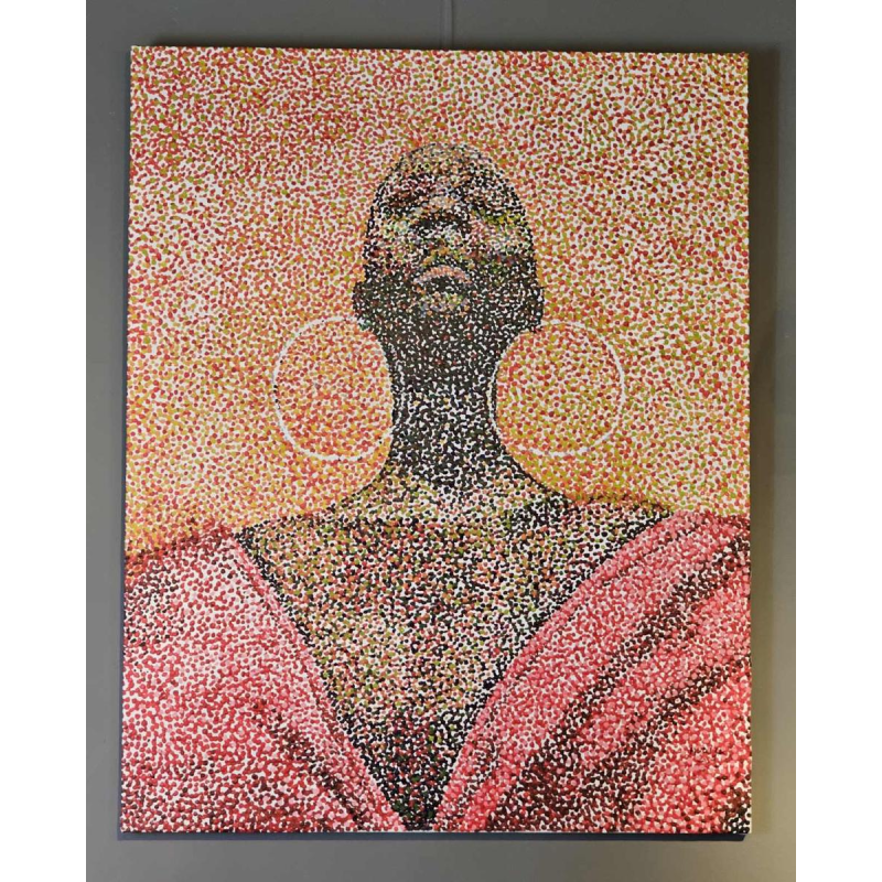 Daniel MURISA 'Zonnevrouw' schilderij olieverf op metaal, 2024