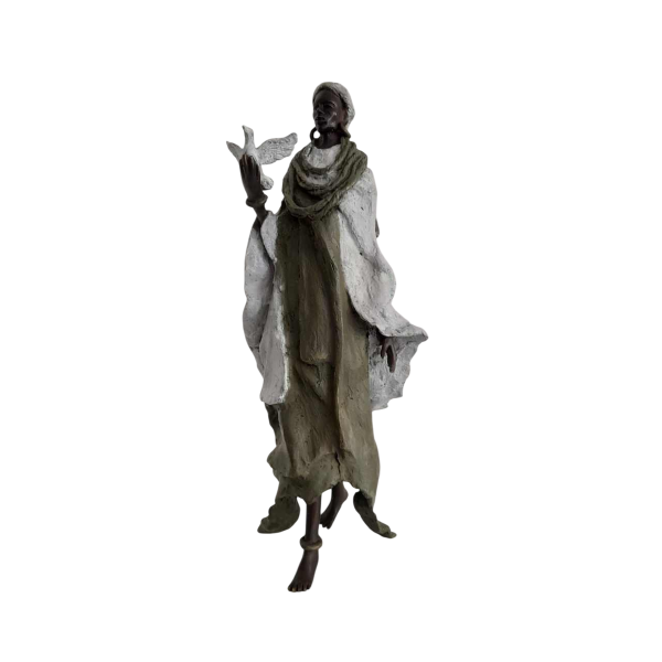 Adama Gandema Maternité bronze sculpture with lost wax patina, 21st c