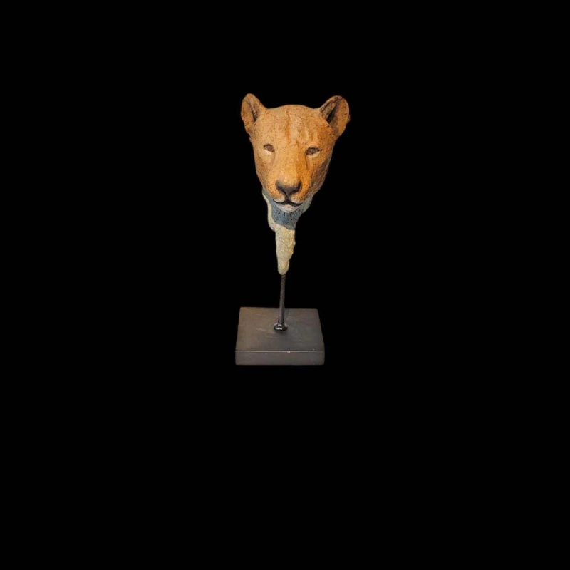 Adama Gandema Lioness head lost wax bronze sculpture