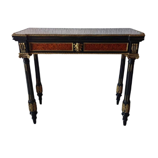 Napoleon III console / speeltafel, marqueterie, fineer, brons, 19e eeuw