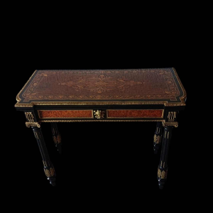 Napoleon III console / speeltafel, marqueterie, fineer, brons, 19e eeuw