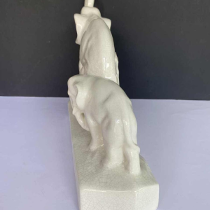 L. François / Saint Radegonde, sculpture Éléphants, céramique faïence craquelée Art Déco, 1931