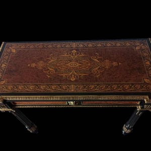 Napoleon III console / game table, marquetry, veneer, bronze, 19th c