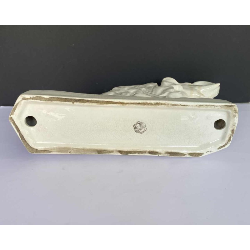 L. François / Saint Radegonde, sculpture Éléphants, céramique faïence craquelée Art Déco, 1931